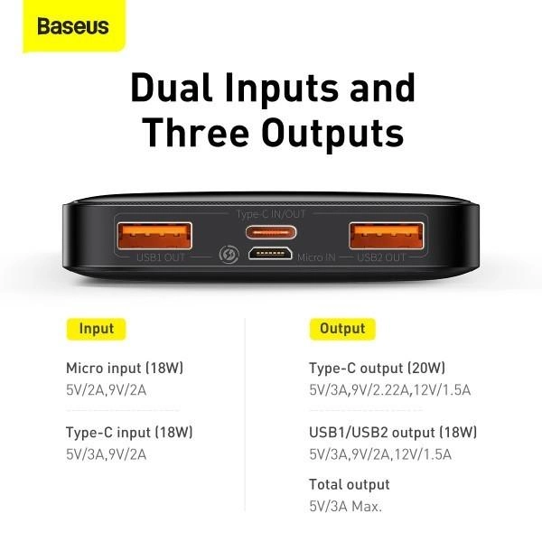 Павербанк Baseus Bipow Digital Display 10000 mAh 20W 3A с быстрой зарядкой Quick Charge 3.0/PD 3.0 Черный (68116086) - фото 9