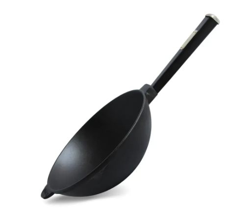 Сковорода чугунная Brizoll WOK с деревянной ручкой 2,8 л Black (W26HP1)