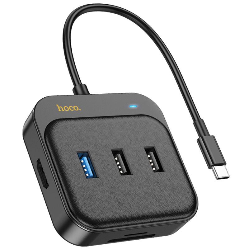 Перехідник HUB Hoco HB38 Easy link 7-in-1 Multiport AdapterHDTV+SD/TF+USB3.0+USB2.0 2+PD100W Black (00000066121_1)