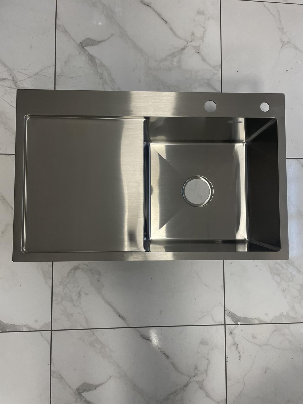 Мойка кухонная Lidz 7849BR правая Серый/смеситель-кран для кухни Aria 015FL Nickel - фото 2 Мойка кухонная Lidz 7849BR правая Серый/смеситель-кран для кухни Aria 015FL Nickel - фото 2