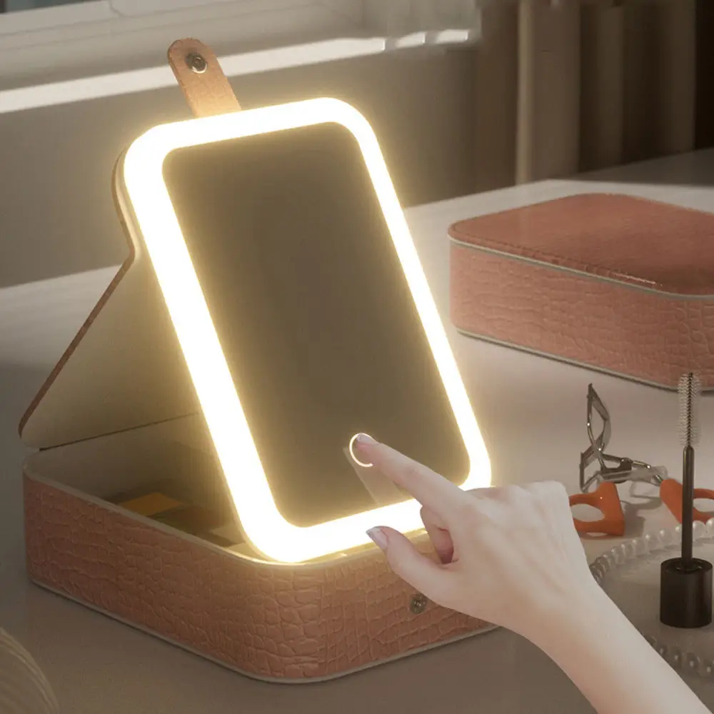 Косметичка органайзер дорожня з дзеркалом і підсвічуванням 21х14x5 см Рожевий (23457704101) - фото 3 Косметичка органайзер дорожня з дзеркалом і підсвічуванням 21х14x5 см Рожевий (23457704101) - фото 3