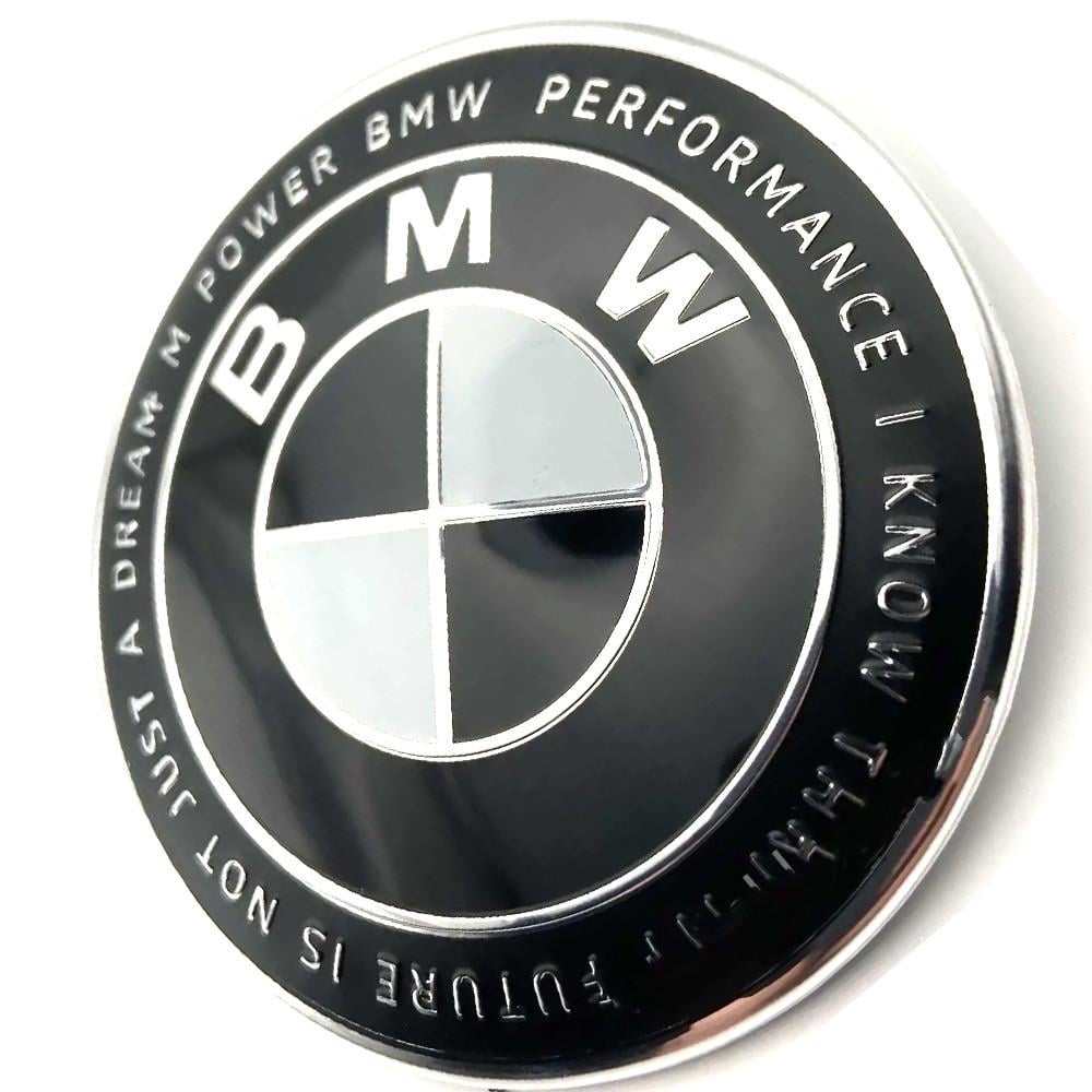 Емблема-шильдик BMW капота/багажника Ювілейна 50 років Motorsport з написом по колу 73 мм Чорний (LX10356)