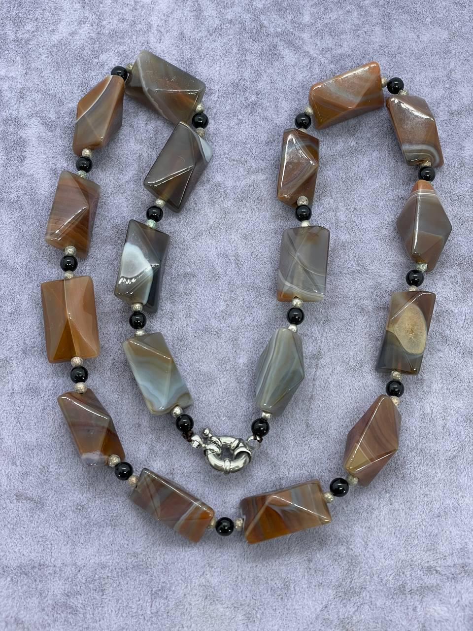 Бусы агат 50 см Коричневый (9856)