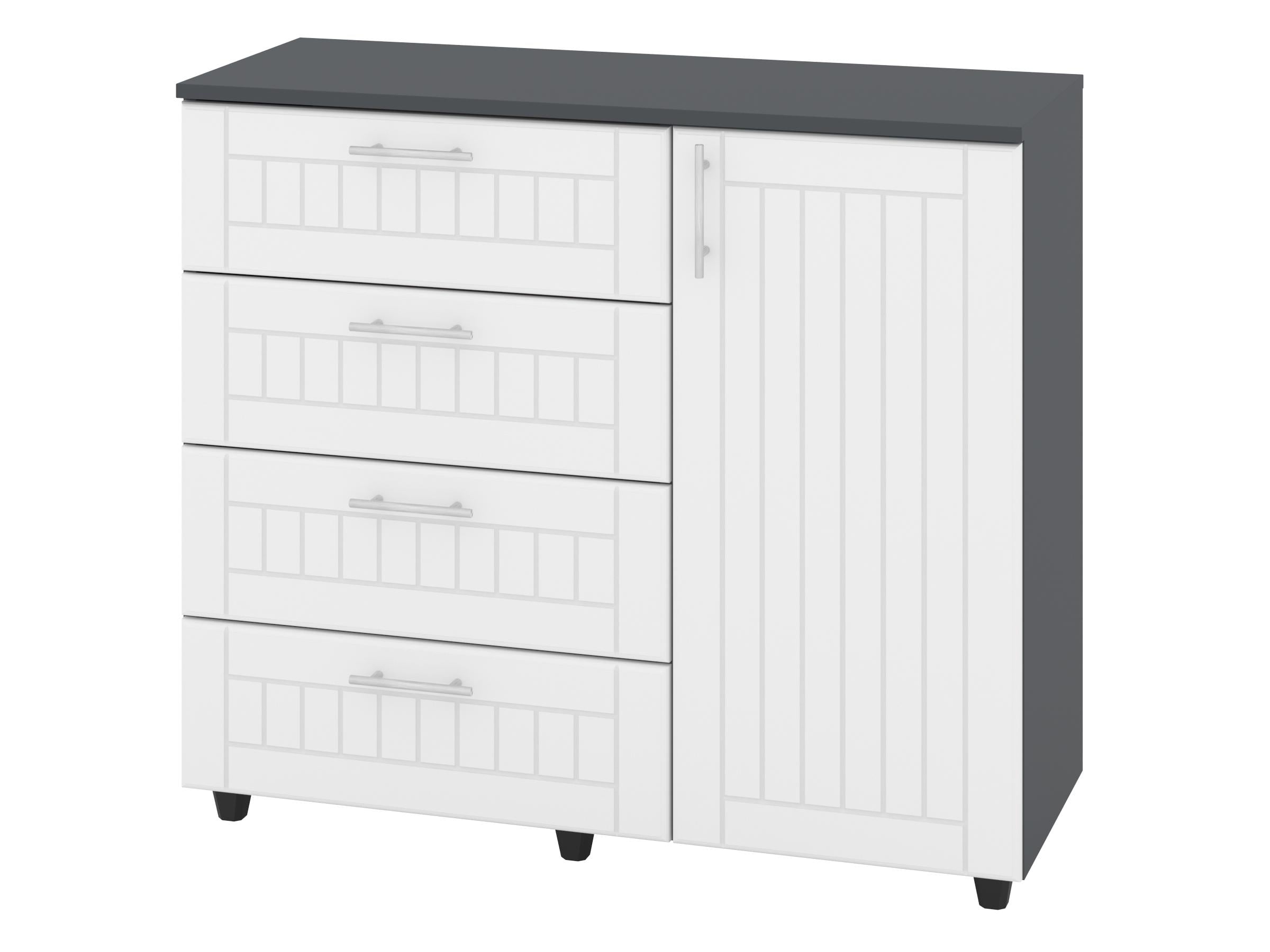 Комод с ящиками PEHOTIN К-4+1 МДФ ДСП/МДФ 100х38х87,5 см Антрацит/Белый (PN-100593)