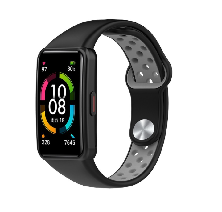 Ремешок DK Silicone Sport Band Nike для Honor Band 6/7 Black/Grey (012812)