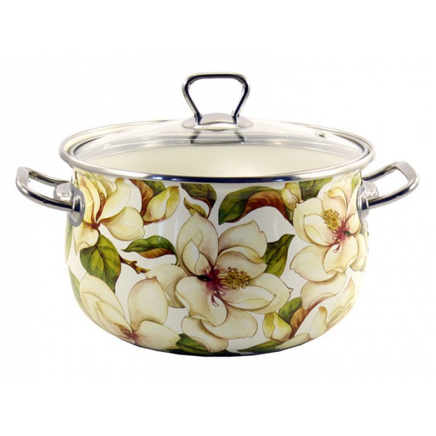 Кастрюля эмалированная Interos 17150 Магнолия 5,1 л 22 см (88438)