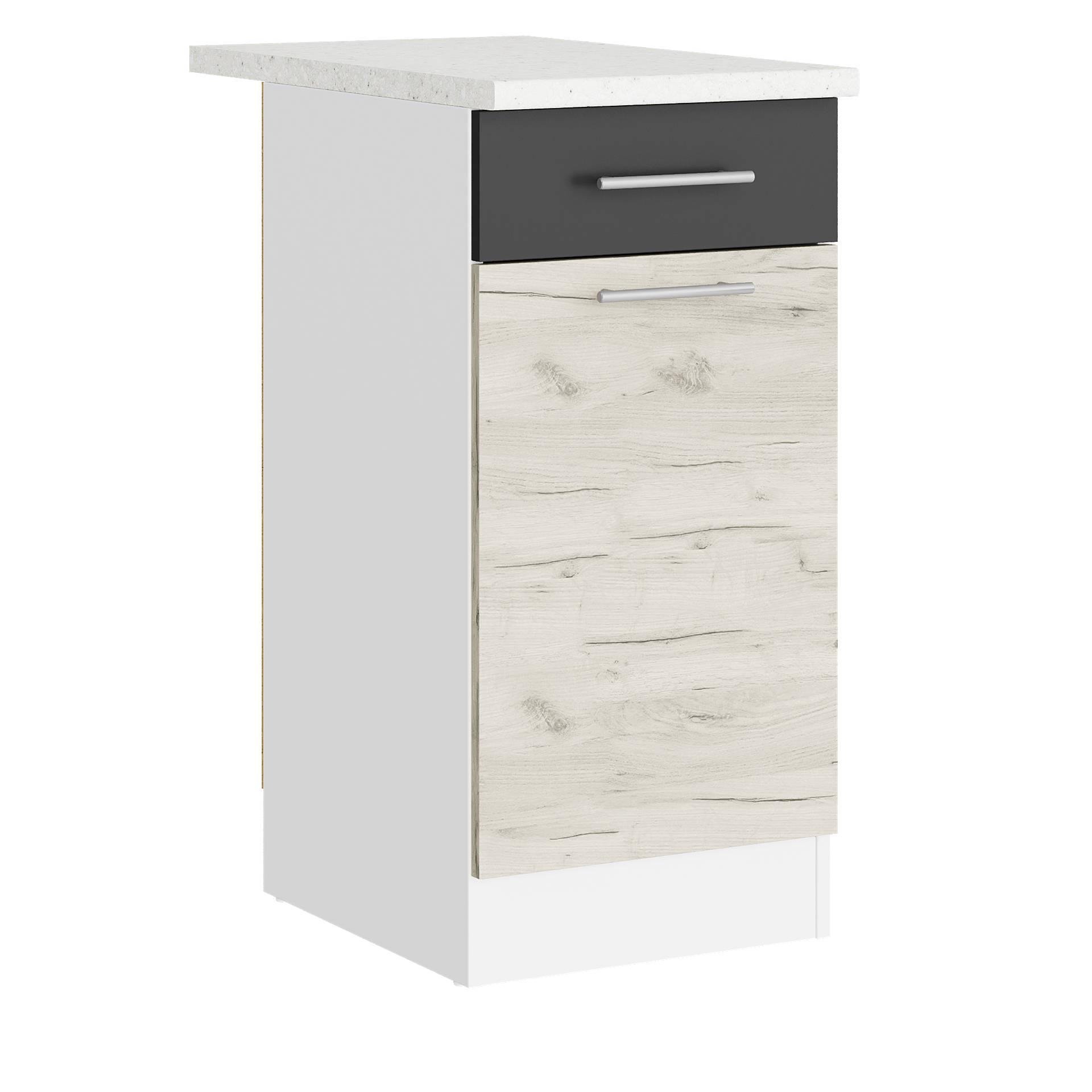 Шафа кухонна нижня зі стільницею Еверест Еко з ящиком 400 40х46х82 см Білий/Дуб крафт Білий/Графітовий (09130)