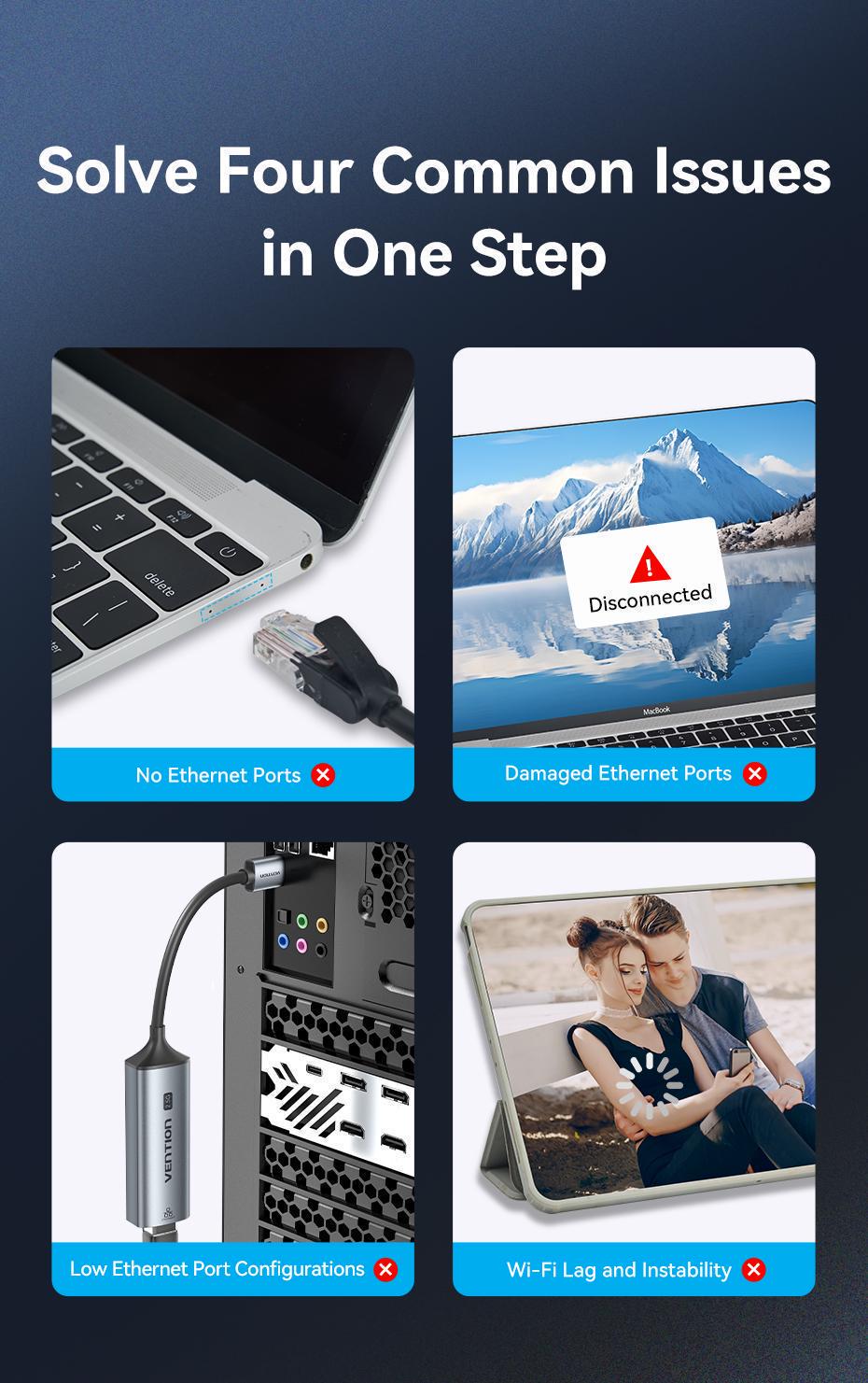 Адаптер USB-C Vention USB RJ45 0.15 м Серый (CFSHB) - фото 3