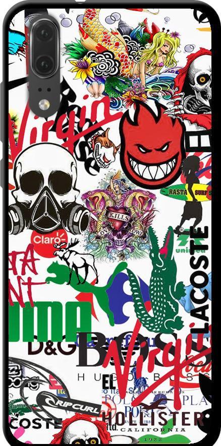 Чехол на Huawei P20 Many different logos (4022b-1396-42517)