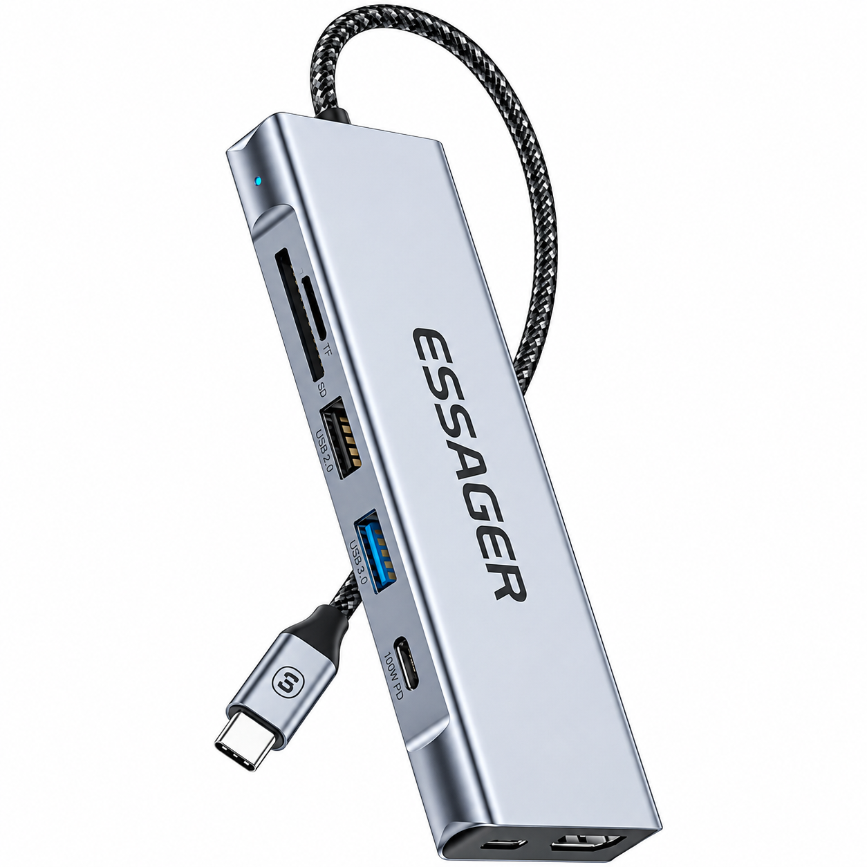 USB-хаб 8в1 ESSAGER з функцією зберігання диска USB Type-c HDMI (1013-910-00)