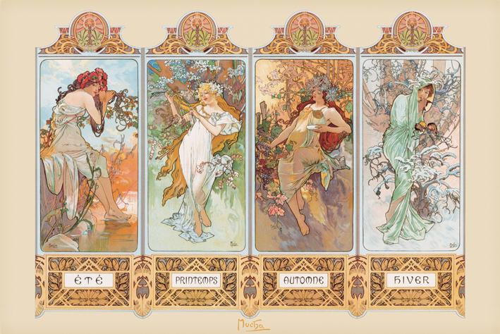 Постер плакат Муха 4 Сезона/Mucha 4 Seasons 61x91,5 см