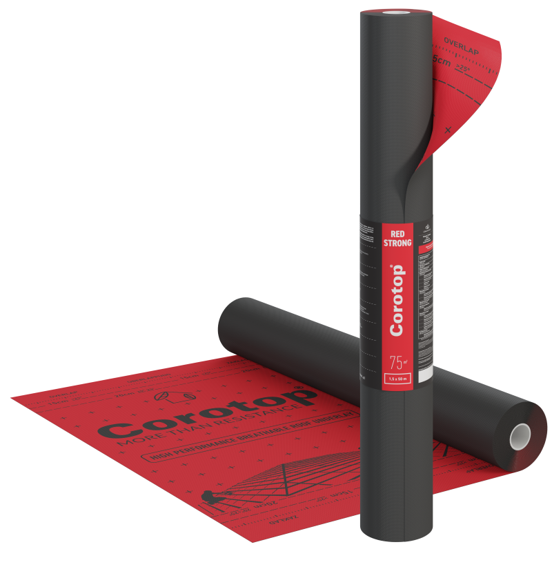 Мембрана гидроизоляционная для крыши Corotop Red Strong высокопаропроницаемая трехслойная 180 г/м² Sd 0,02 м 1,5x50 м