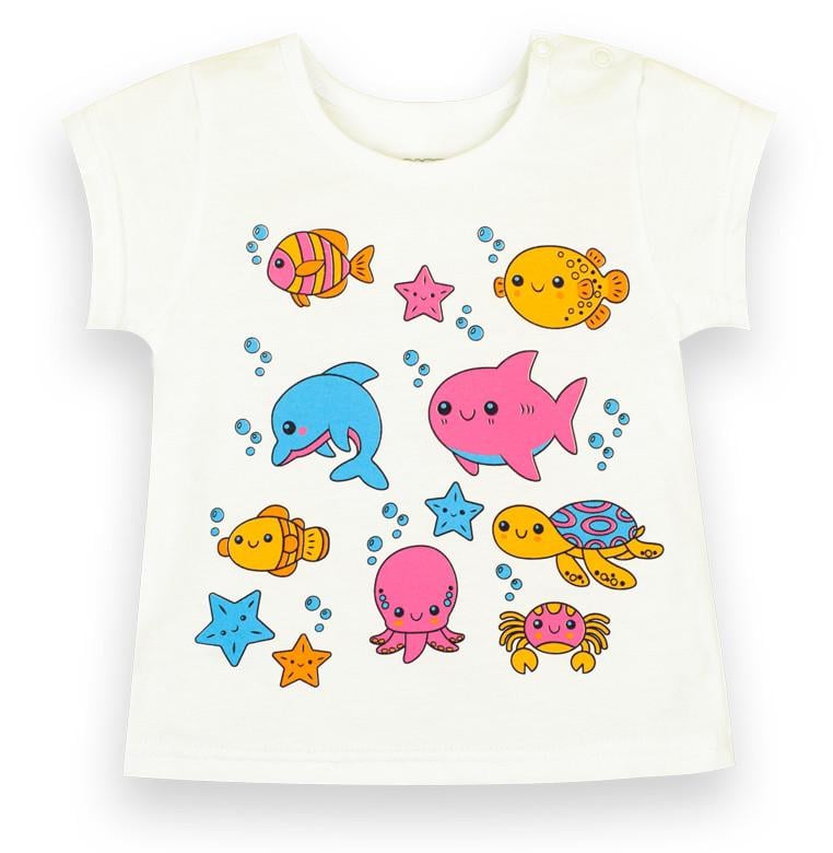 Футболка дитяча бавовняна для дівчинки Gabbi FT-21-5-3 68 см Молочний (12595)