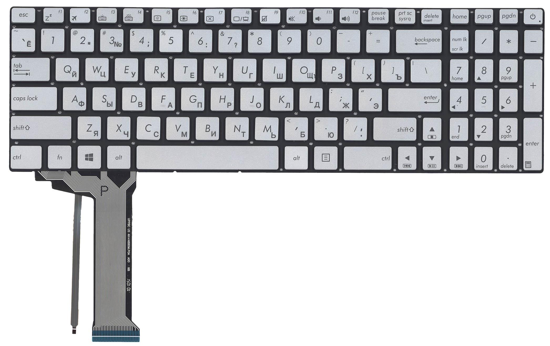 Клавиатура для ноутбука Asus N551 с подсветкой Light No Frame Gray