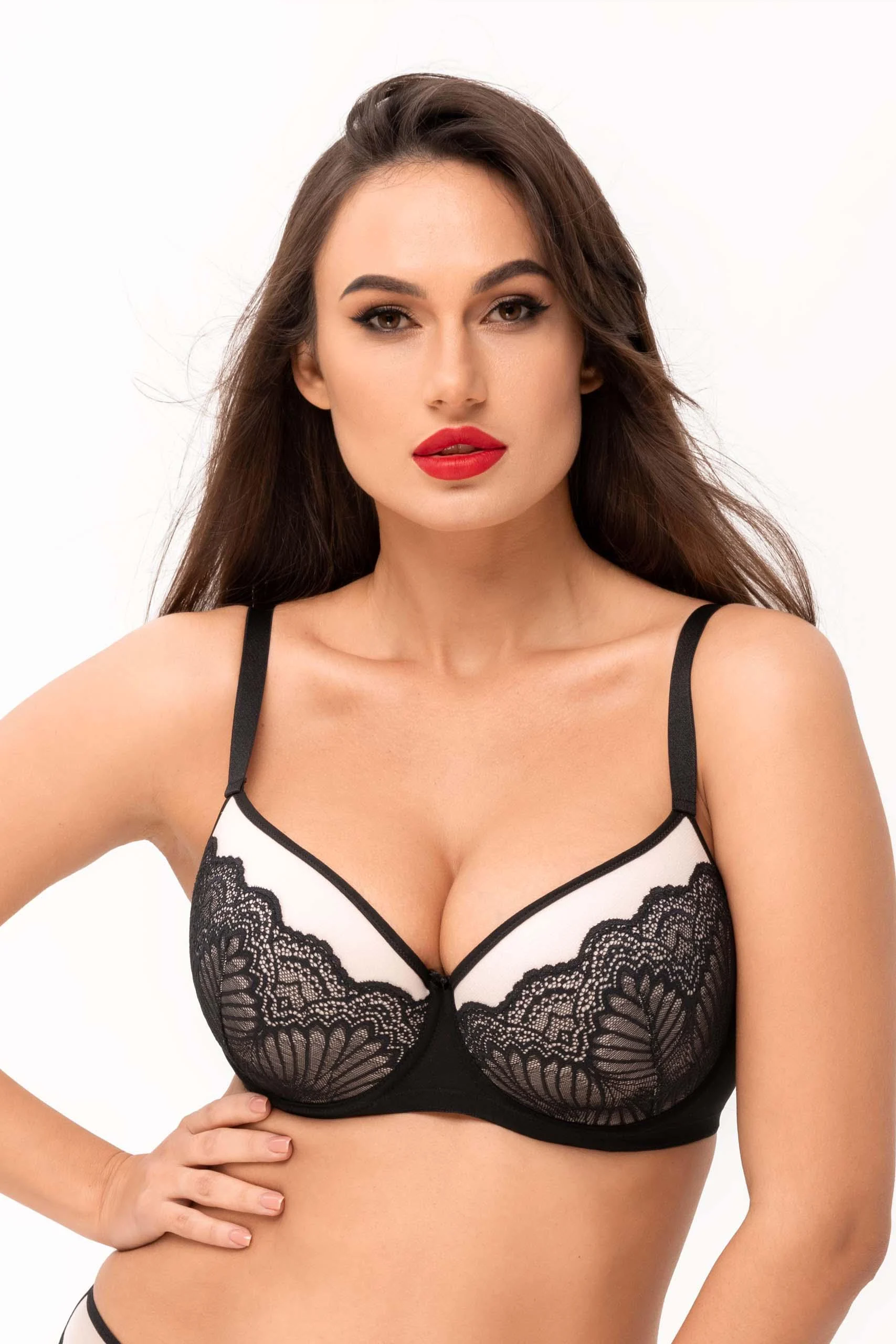 Бюстгальтер балконет MONICA 80C Бежево-чорний (5174)