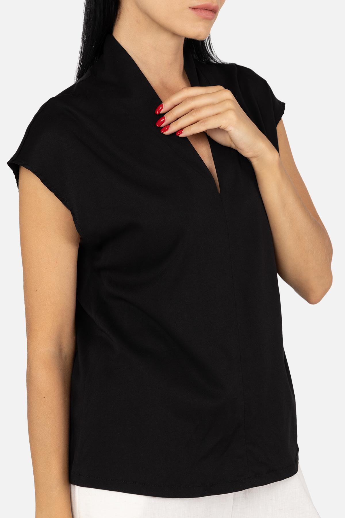 Блуза женская ЦБ-00255750 с коротким рукавом р. 42 Черный (SKT001008124) - фото 2 Блуза женская ЦБ-00255750 с коротким рукавом р. 42 Черный (SKT001008124) - фото 2