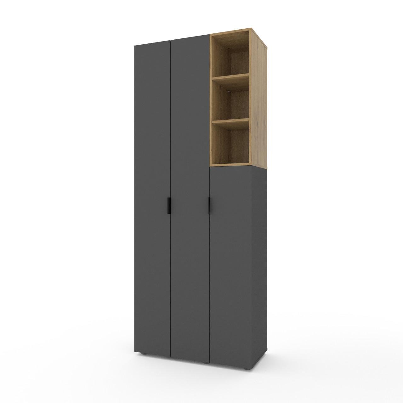 Шкаф Metkas Home A003R ЛДСП 900x420x2300 мм Антрацитовый/Дуб Артизан - фото 2