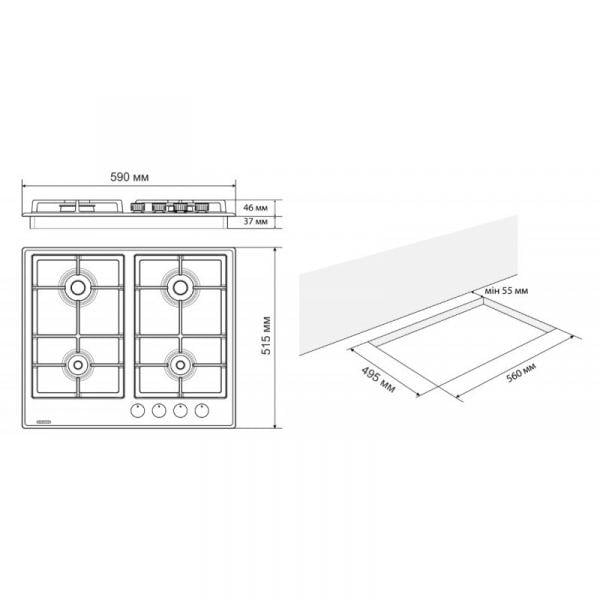 Варочная поверхность газовая Eleyus ALEXA 60 BL CF (1145479) - фото 9