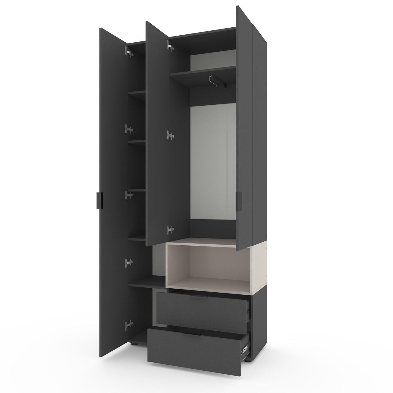 Шкаф Metkas Home A002R ЛДСП 1000x420x2300 мм Антрацитовый/Кашемир - фото 1 Шкаф Metkas Home A002R ЛДСП 1000x420x2300 мм Антрацитовый/Кашемир - фото 1