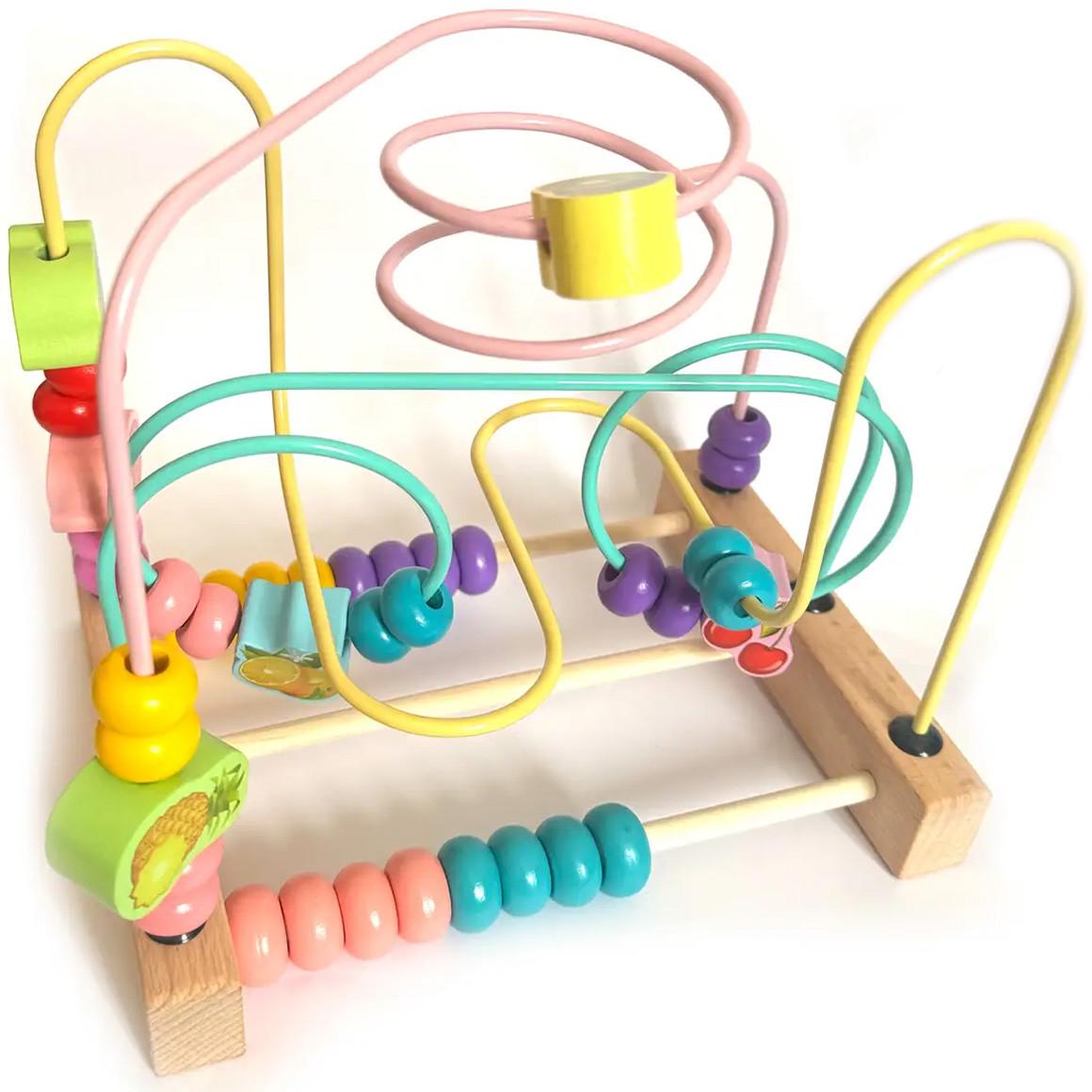 Лабиринт пальчиковый WToys деревянный с фруктовыми бусинами и счетами (2696127715)