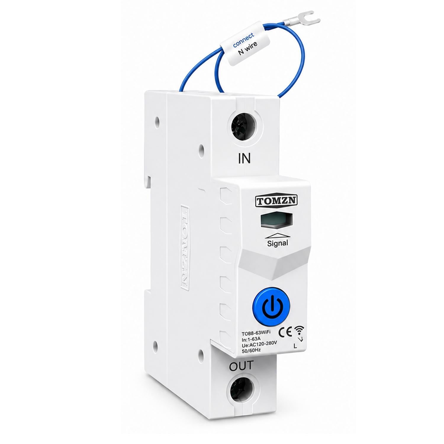 Выключатель умный WiFi TOMZN с полной защитой/счетчиками/таймером 1P 63A 230V Smart Life/Tuya (TOB9-63WIFI)