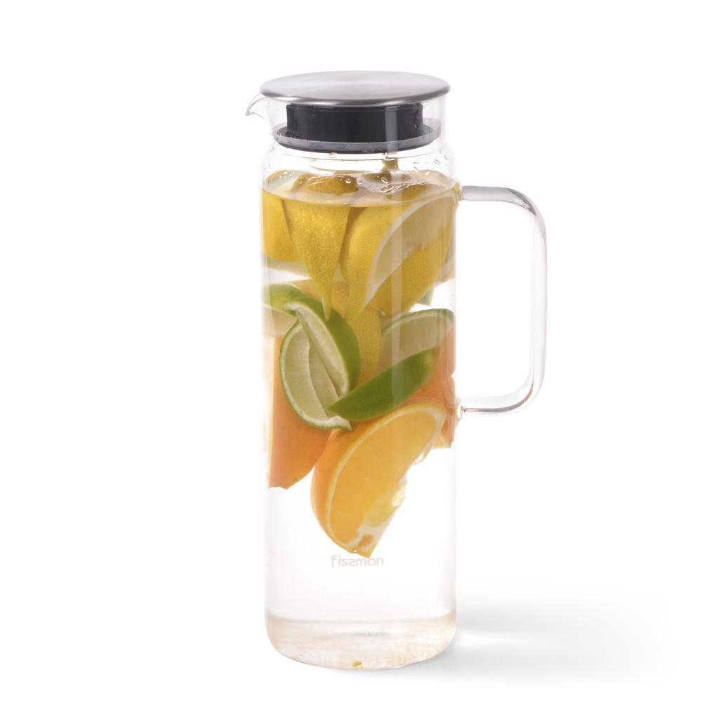 Кувшин для напитков Fissman Giorno 14x9,5 см 1000 мл с крышкой из стекла (6437)