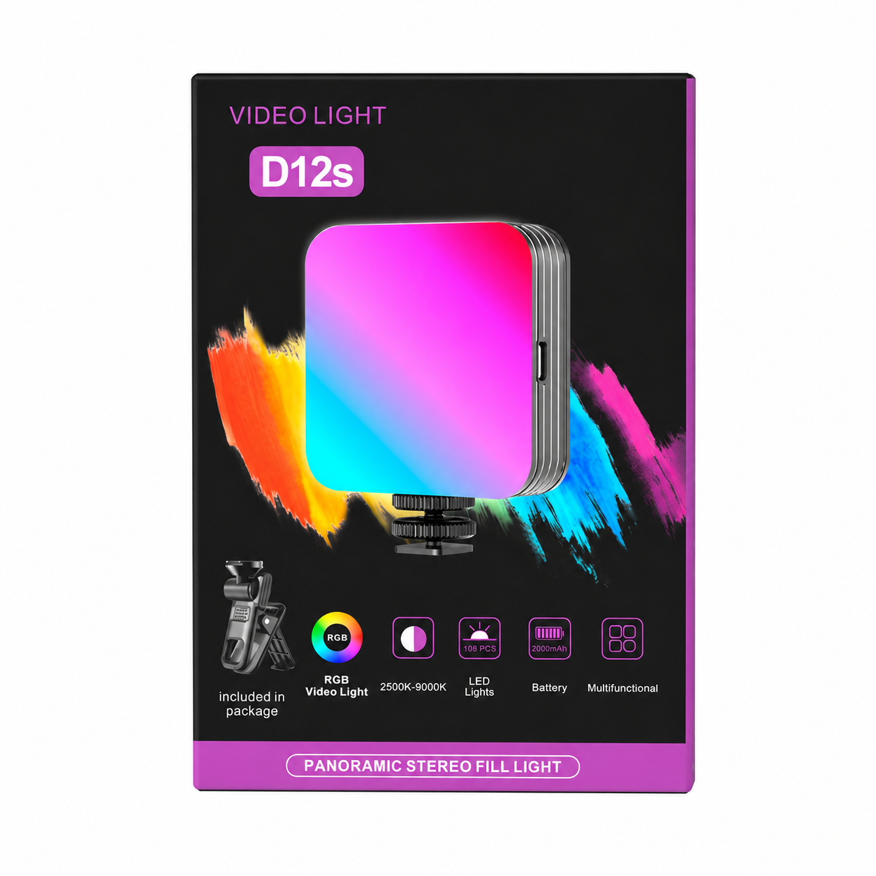 Видеосвет RGB D12S с универсальным креплением (1016-150-00)