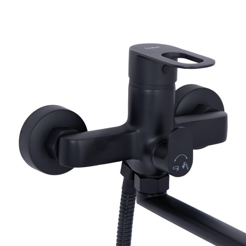 Смеситель для ванны Lidz Latwa 005 с поворотным изливом c душевым гарнитуром k35 LDLAT005BLA45420 Black - фото 3 Смеситель для ванны Lidz Latwa 005 с поворотным изливом c душевым гарнитуром k35 LDLAT005BLA45420 Black - фото 3