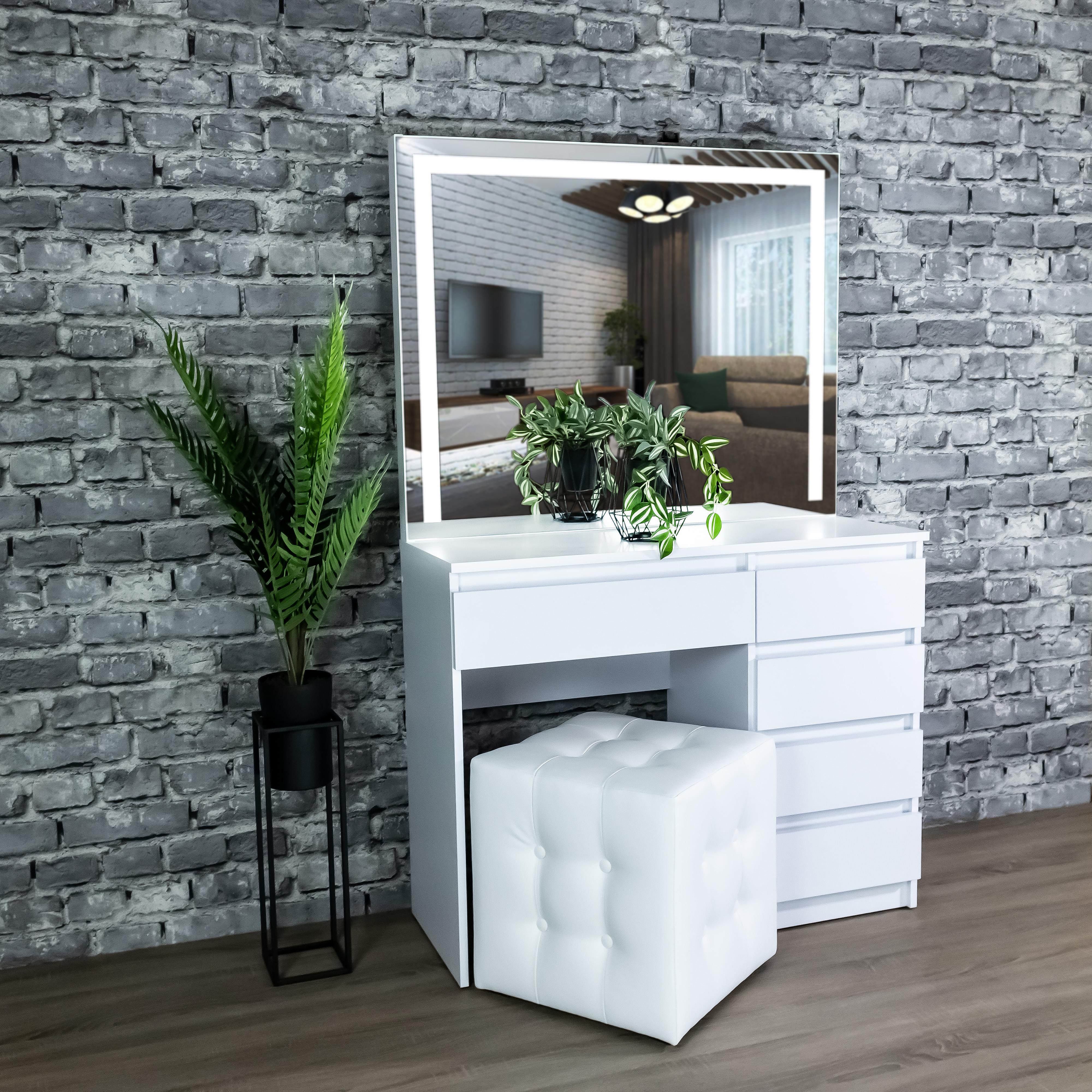 Стіл макіяжний з підсвіткою та шухлядками 160х100х40 см Білий (03/06) - фото 7 Стіл макіяжний з підсвіткою та шухлядками 160х100х40 см Білий (03/06) - фото 7