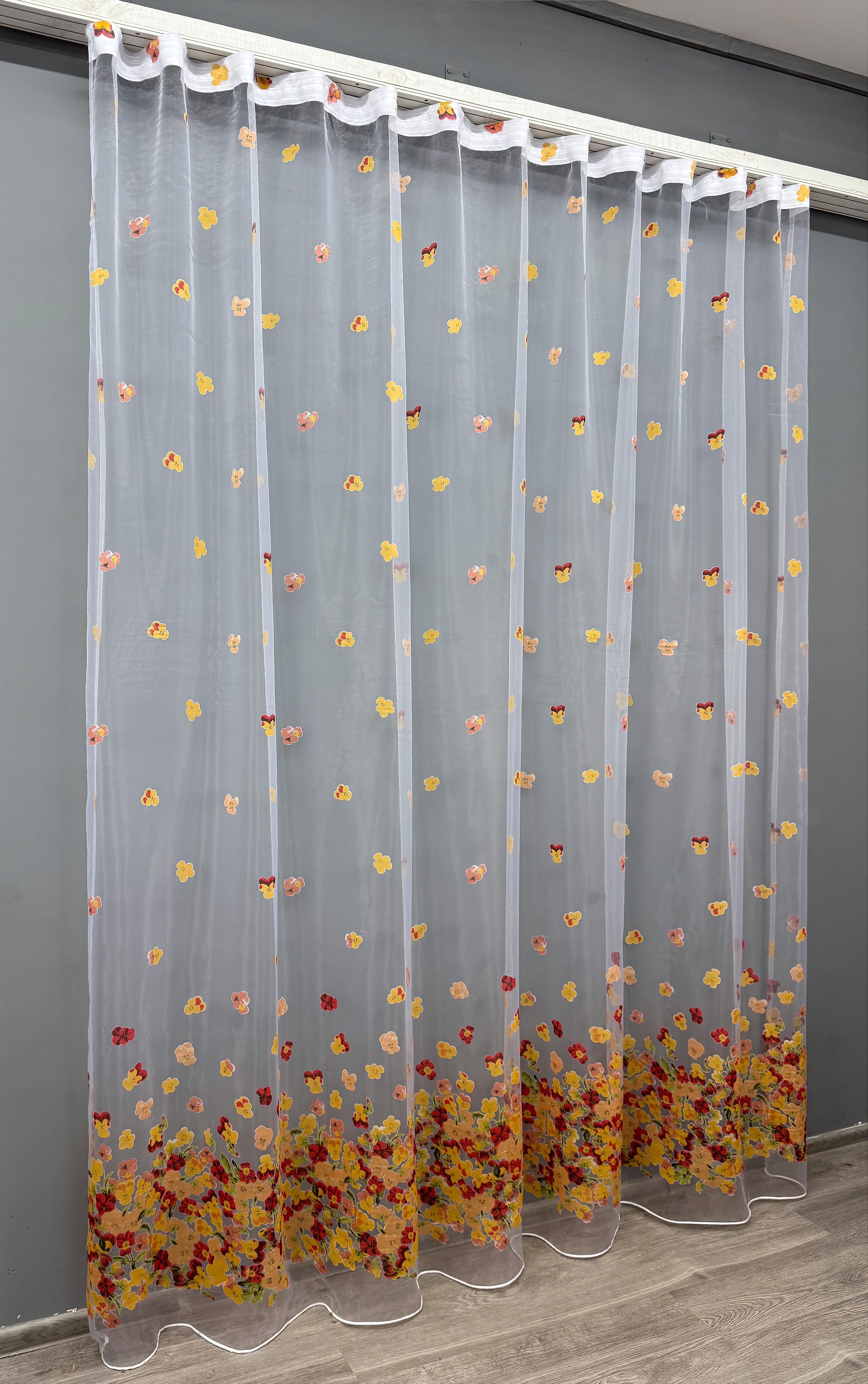 Тюль VR-Textil 823т Бабочки органза 300х250 см Белый/Оранжевый/Красный (40-539) - фото 3