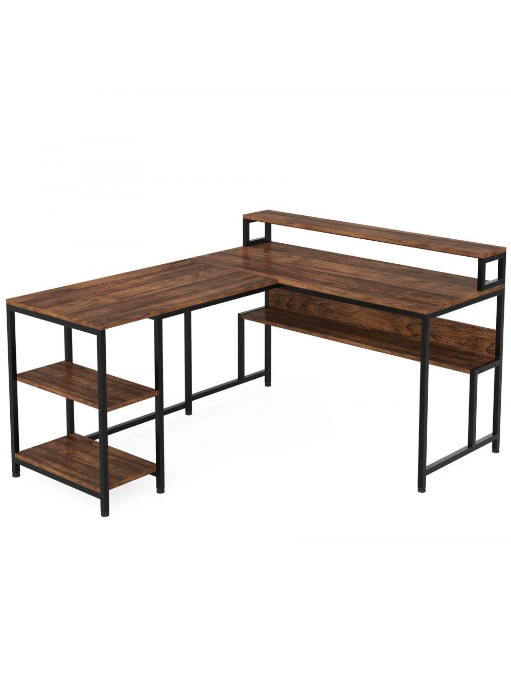 Письменный стол двухсторонний MSM L-образный с полками и подставкой для монитора (JW0674) - фото 5 Письменный стол двухсторонний MSM L-образный с полками и подставкой для монитора (JW0674) - фото 5