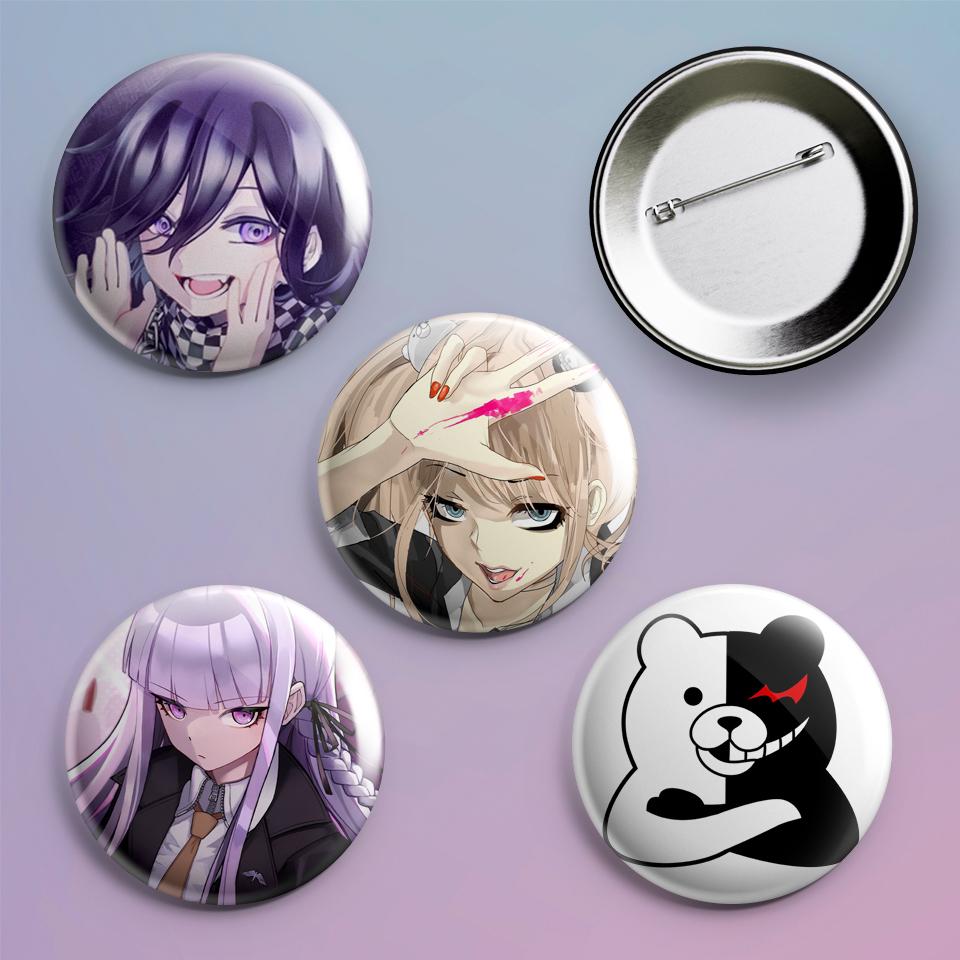 Значки на рюкзак з принтом аніме Danganronpa 4 шт.