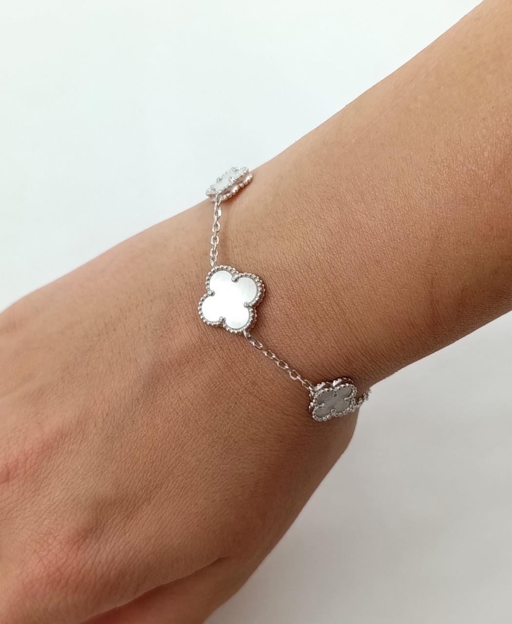 Браслет серебряный Клевер с перламутром (82111492834)