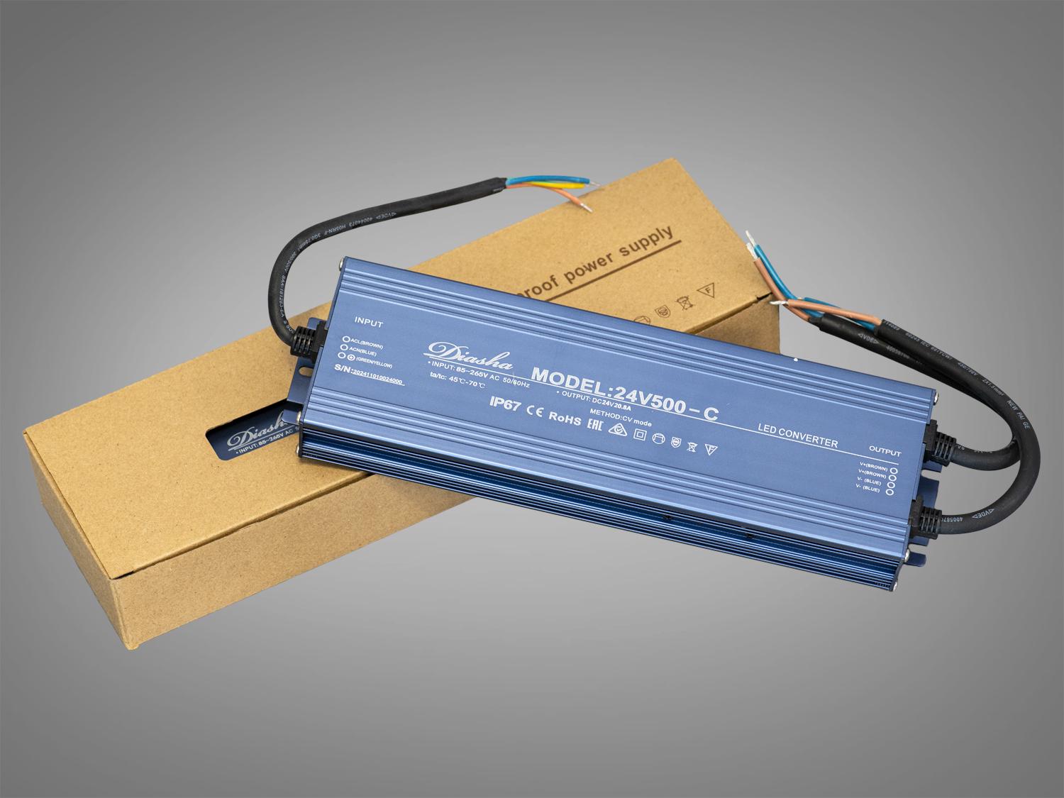 Блок живлення для підключення LED стрічки 24 В 500 Вт 20,8А (NP-24 В-500w-IP67)