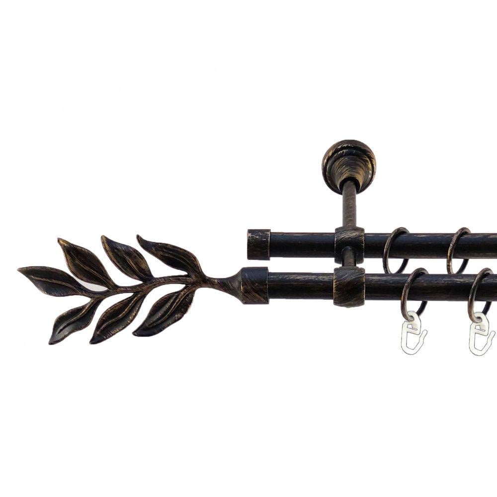 Карниз Orvit Лавр металевий дворядний литий гладка труба кільце металеве 16/16 мм 160 см Чорне золото (5468272)