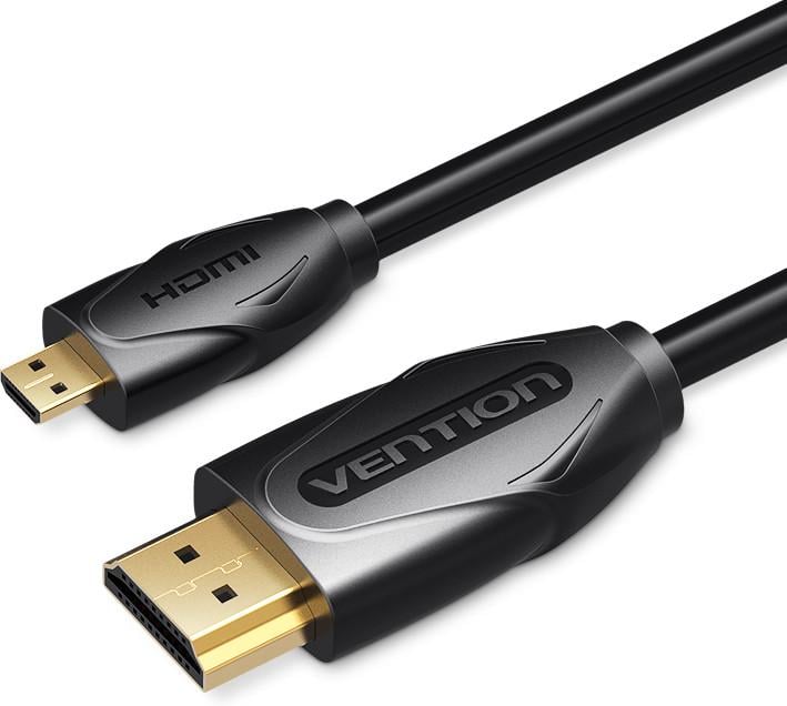 Vention Кабель HDMI-microHDMI v.2.0 4K 60Hz 18Gbps HDR Video Dolby True Audio 1 м Black (VAA-D03F)