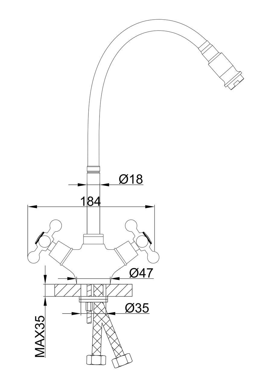 Смеситель для кухни Frap H19 F4319-4 с гибким изливом Бронзовый - фото 2