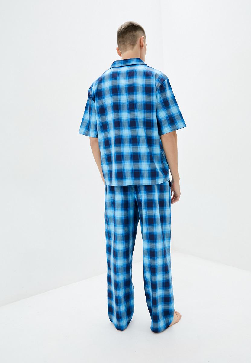 Піжама чоловіча Cyberjammies Elliot 6559-6560 у клітку XL Яскраво-синій (5051877349759) - фото 2