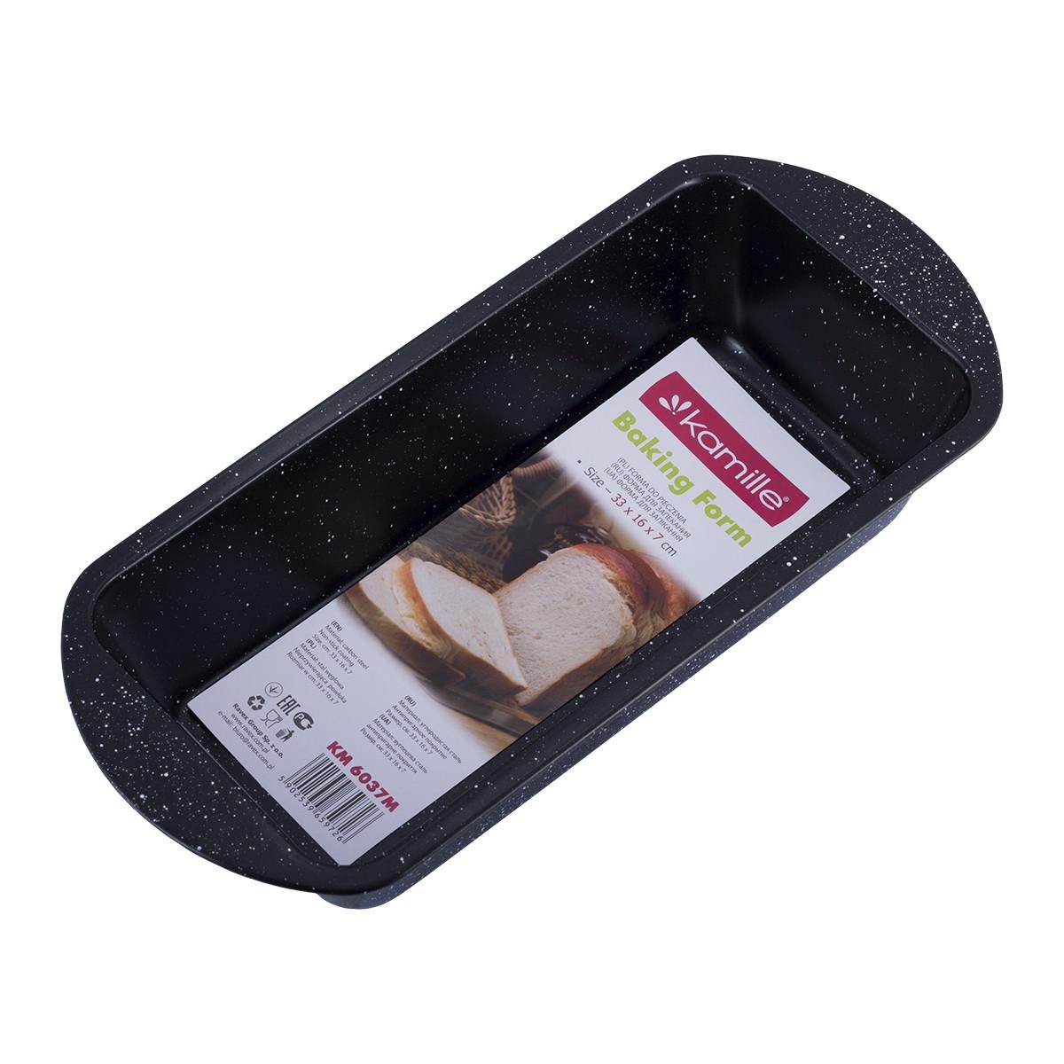 Форма для запікання з антипригарним покриттям Kamille КМ-6037М із вуглецевої сталі 33х15,5х7 см Чорний мрамор (150-84-6037М.1) - фото 1