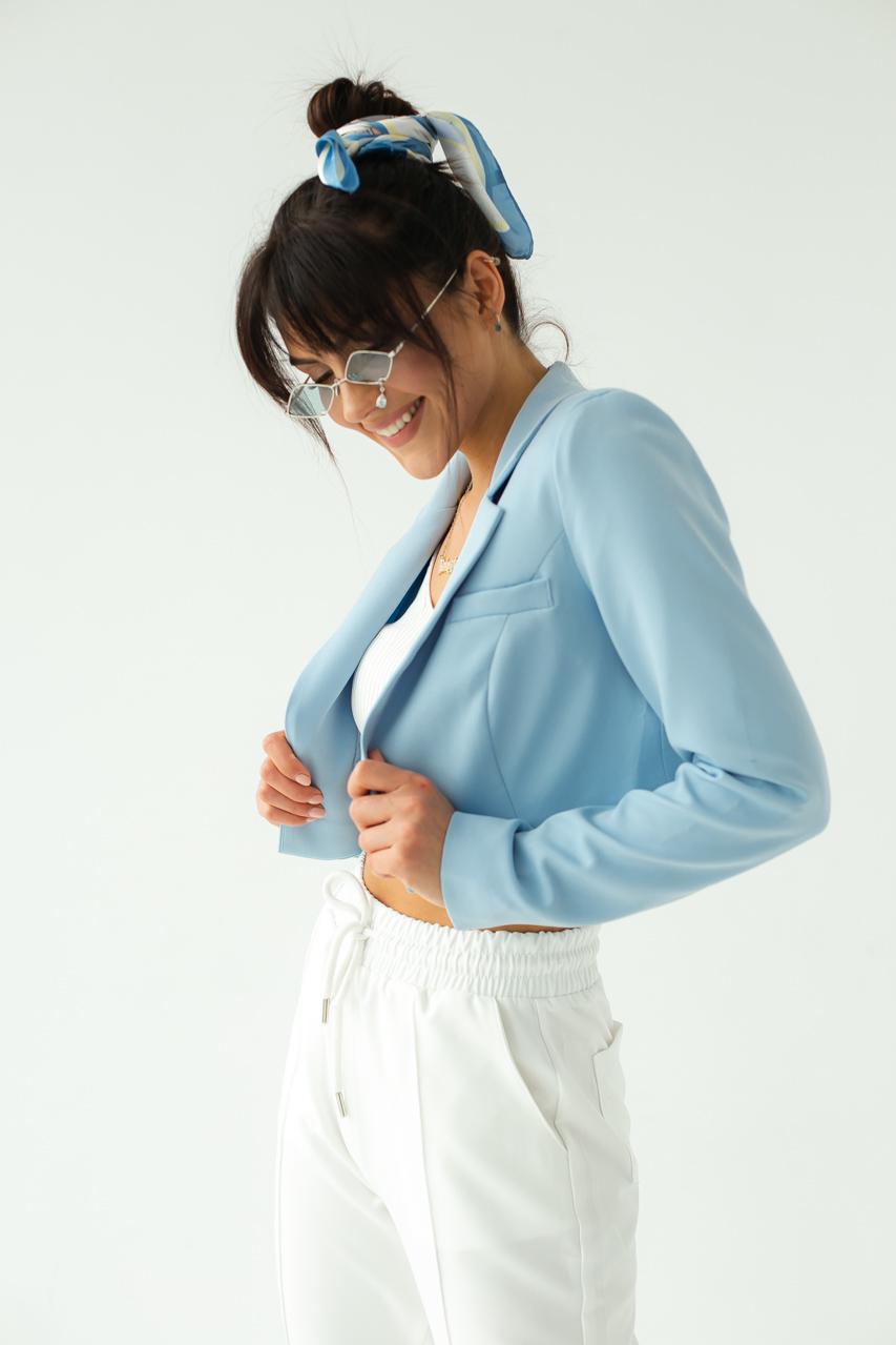 Жакет укороченный прямого фасона CLABFRENDY р. 36 Голубой (9528569) - фото 4 Жакет укороченный прямого фасона CLABFRENDY р. 36 Голубой (9528569) - фото 4