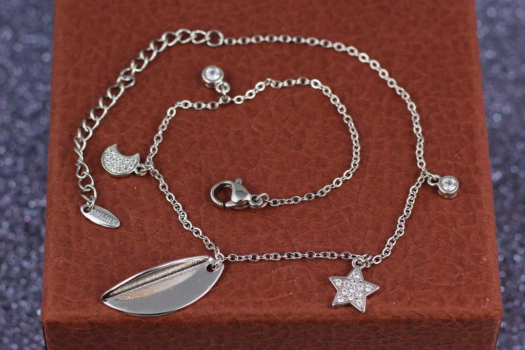 Браслет на ногу Xuping Jewelry Луна со звездами на якорной цепи 23 см 2 мм Серебристая (1501038375)