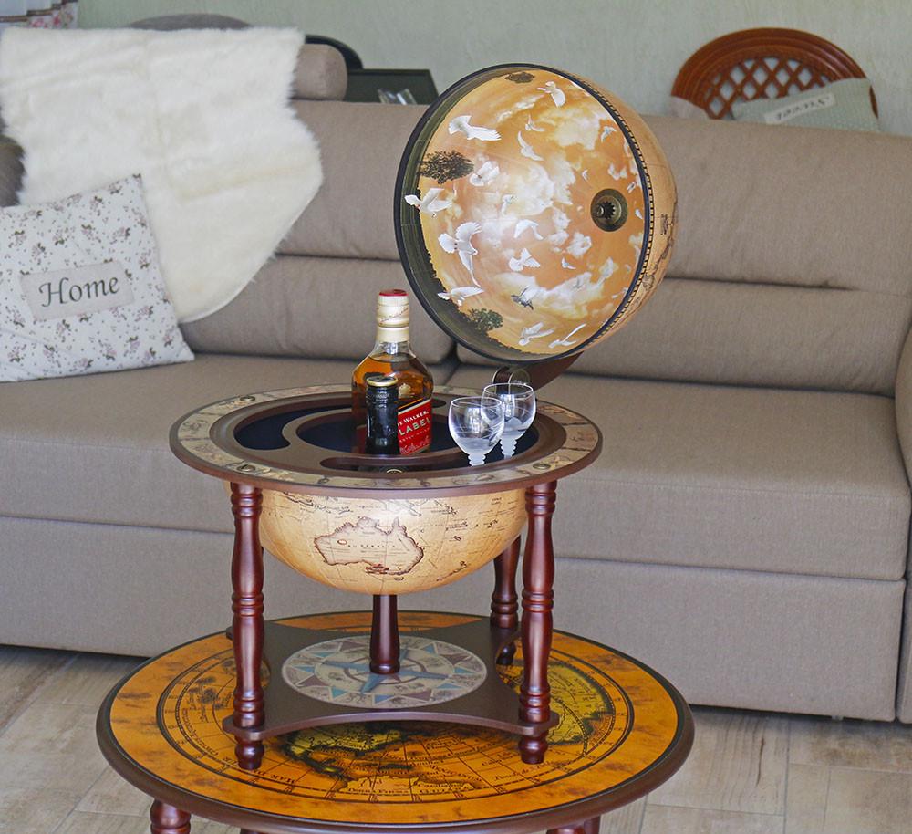 Минибар настольный Гранд Презент Глобус Зодиак на 4 ножках 33 см Кремовый (33006N)