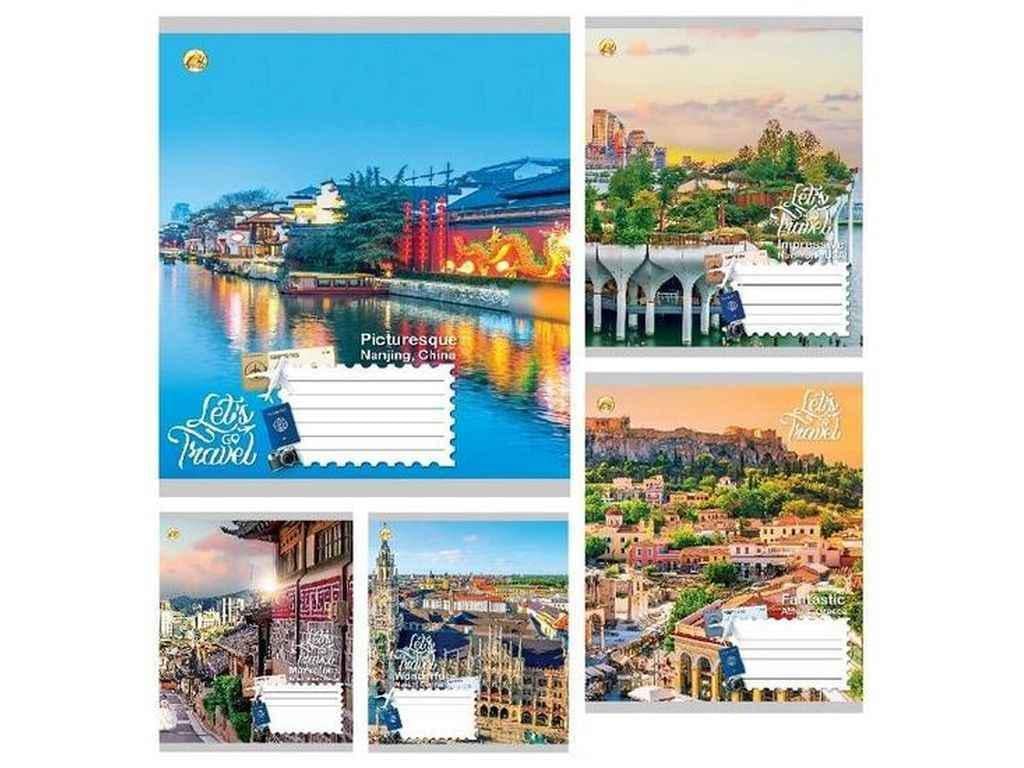 Тетрадь в линию Тетрада 12 л. 25 шт. твердая 42114 12ЛВ Города мира (1064072)