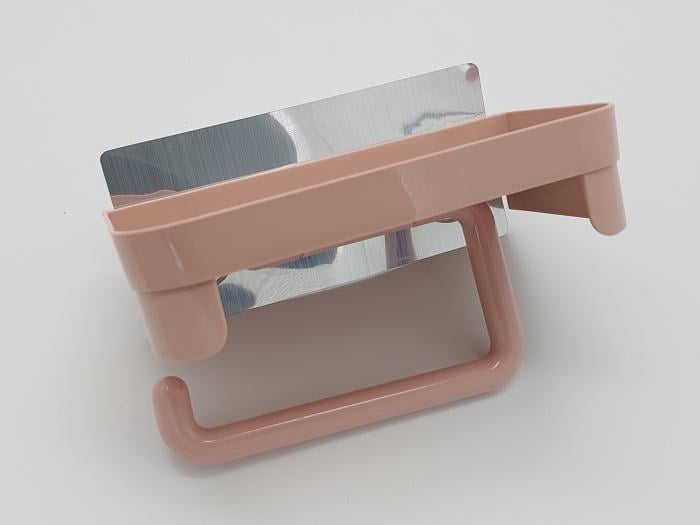 Тримач для туалетного паперу пластиковий навісний на липучці 18 см