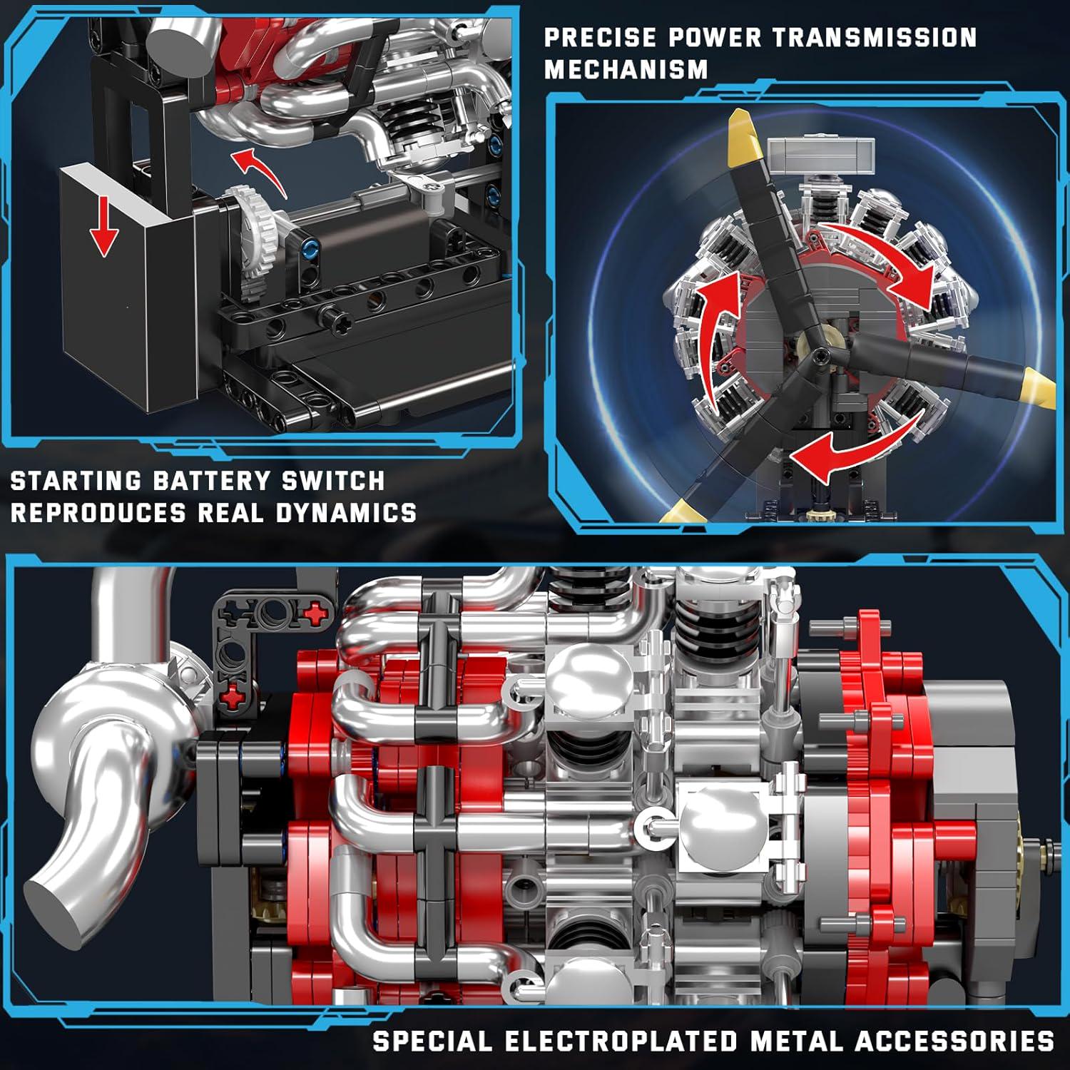 Конструктор Radial Aviation Engine Mould King Двигатель авиационный радиальный моторизованный 1147 дет. (10211) - фото 5 Конструктор Radial Aviation Engine Mould King Двигатель авиационный радиальный моторизованный 1147 дет. (10211) - фото 5