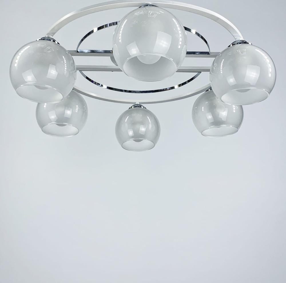 Люстра стельова на 6 плафонів Ø 58 см Білосніжний (51795/6 CH+WT+WT) - фото 3 Люстра стельова на 6 плафонів Ø 58 см Білосніжний (51795/6 CH+WT+WT) - фото 3