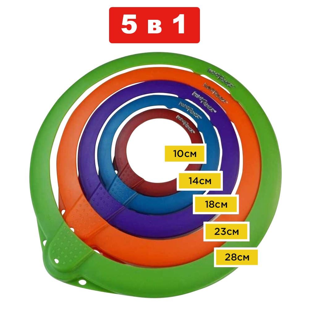 Силиконовые вакуумные крышки для хранения продуктов Comshop 5 шт. для глубокой посуды - фото 5