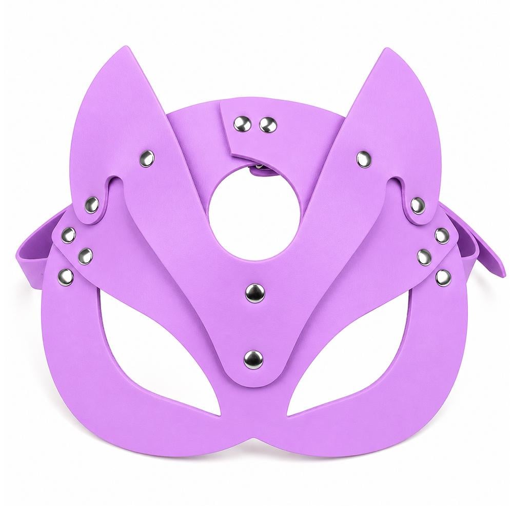 BDSM маска кошки из натуральной кожи и заклепками Розовый (83fd5b4b)
