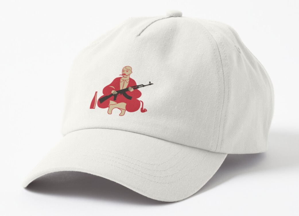 Кепка унисекс Malfini с патриотическим принтом "Козак с автоматом Украина" Белый (УКР198К-1668076810)