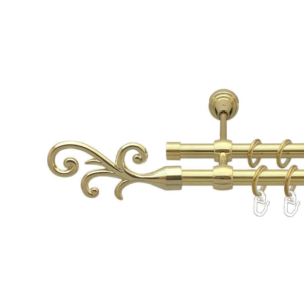 Карниз для штор Orvit Фала двухрядный гладкий 16/16 мм 240 см Золотой (00-00014453)